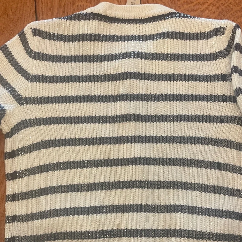 Martha Stewart White and Navy Striped Cardigan - Picture 6 of 6